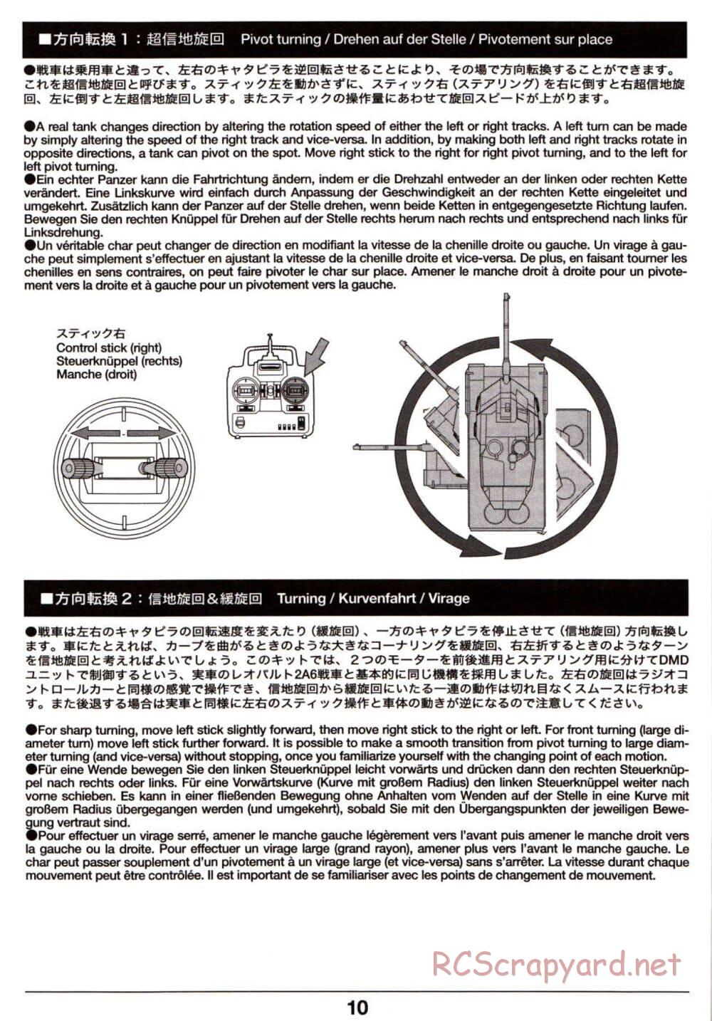 Tamiya - Leopard 2 A6 - 1/16 Scale Chassis - Operation Manual - Page 10