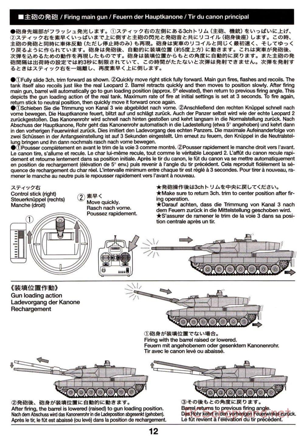 Tamiya - Leopard 2 A6 - 1/16 Scale Chassis - Operation Manual - Page 12