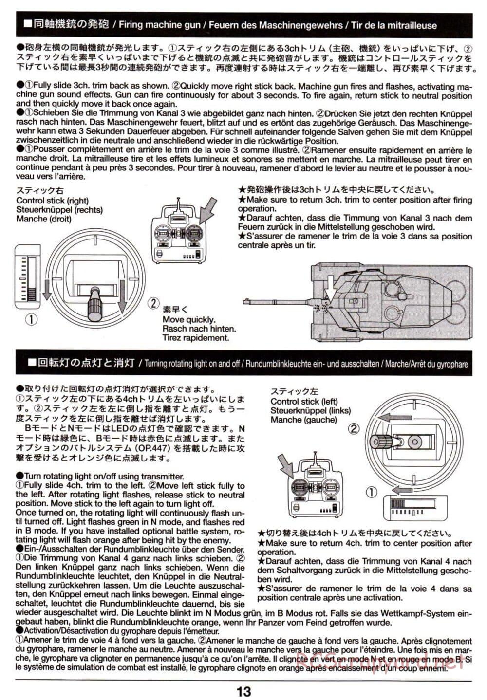 Tamiya - Leopard 2 A6 - 1/16 Scale Chassis - Operation Manual - Page 13