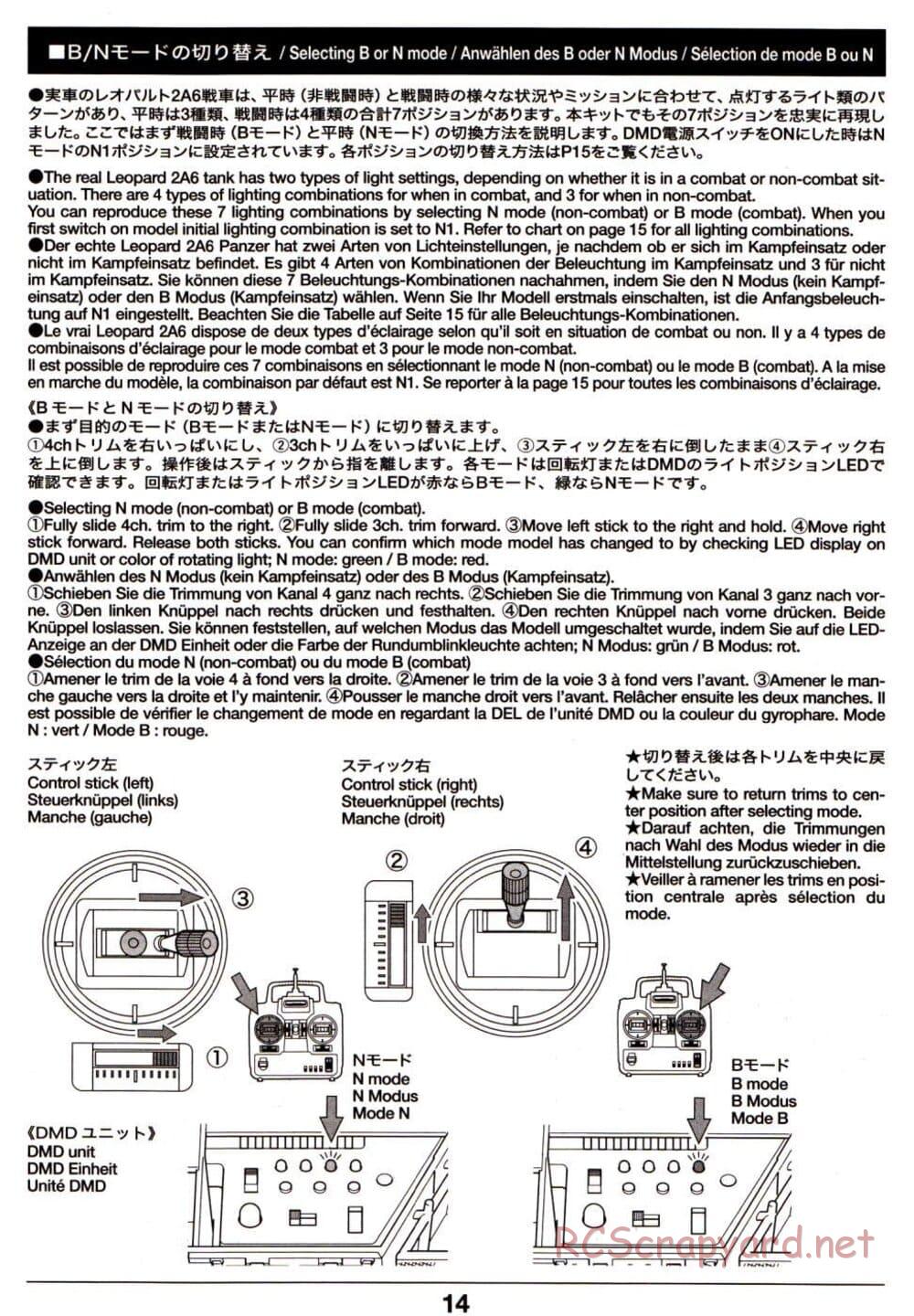 Tamiya - Leopard 2 A6 - 1/16 Scale Chassis - Operation Manual - Page 14