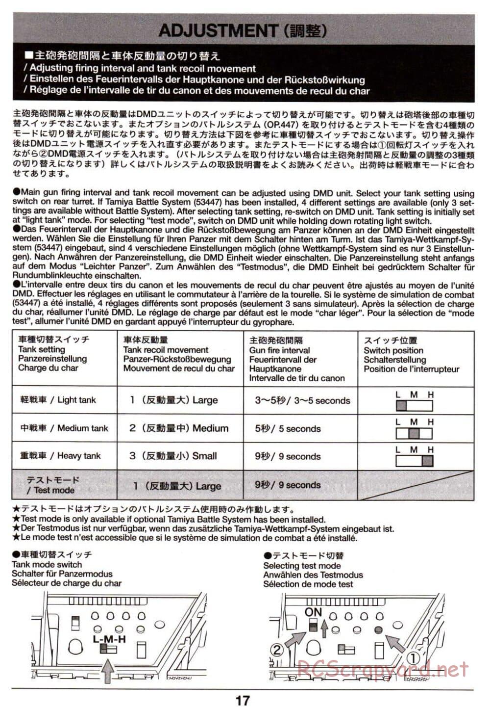 Tamiya - Leopard 2 A6 - 1/16 Scale Chassis - Operation Manual - Page 17