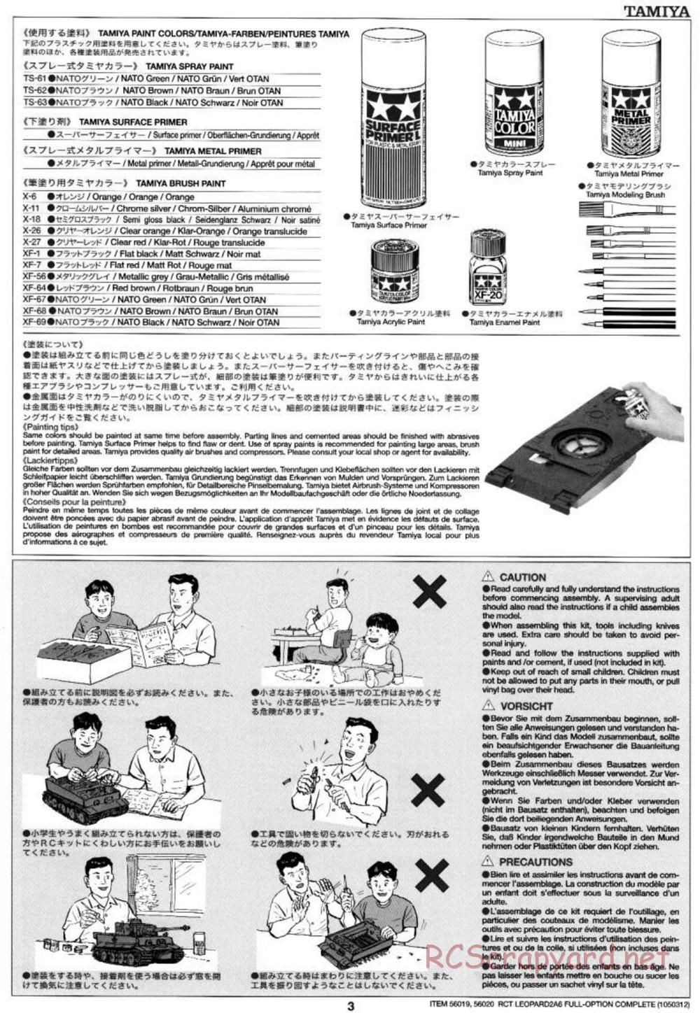 Tamiya - Leopard 2 A6 - 1/16 Scale Chassis - Manual - Page 3