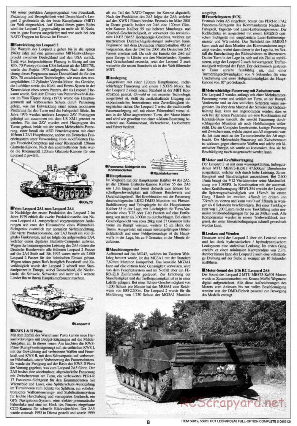 Tamiya - Leopard 2 A6 - 1/16 Scale Chassis - Manual - Page 8