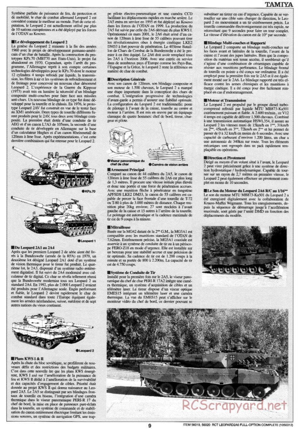 Tamiya - Leopard 2 A6 - 1/16 Scale Chassis - Manual - Page 9