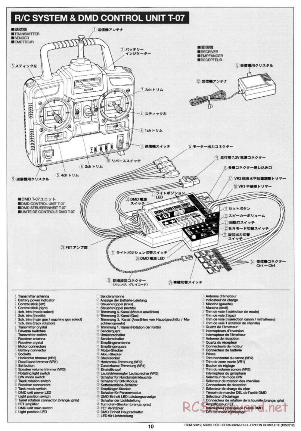 Tamiya - Leopard 2 A6 - 1/16 Scale Chassis - Manual - Page 10