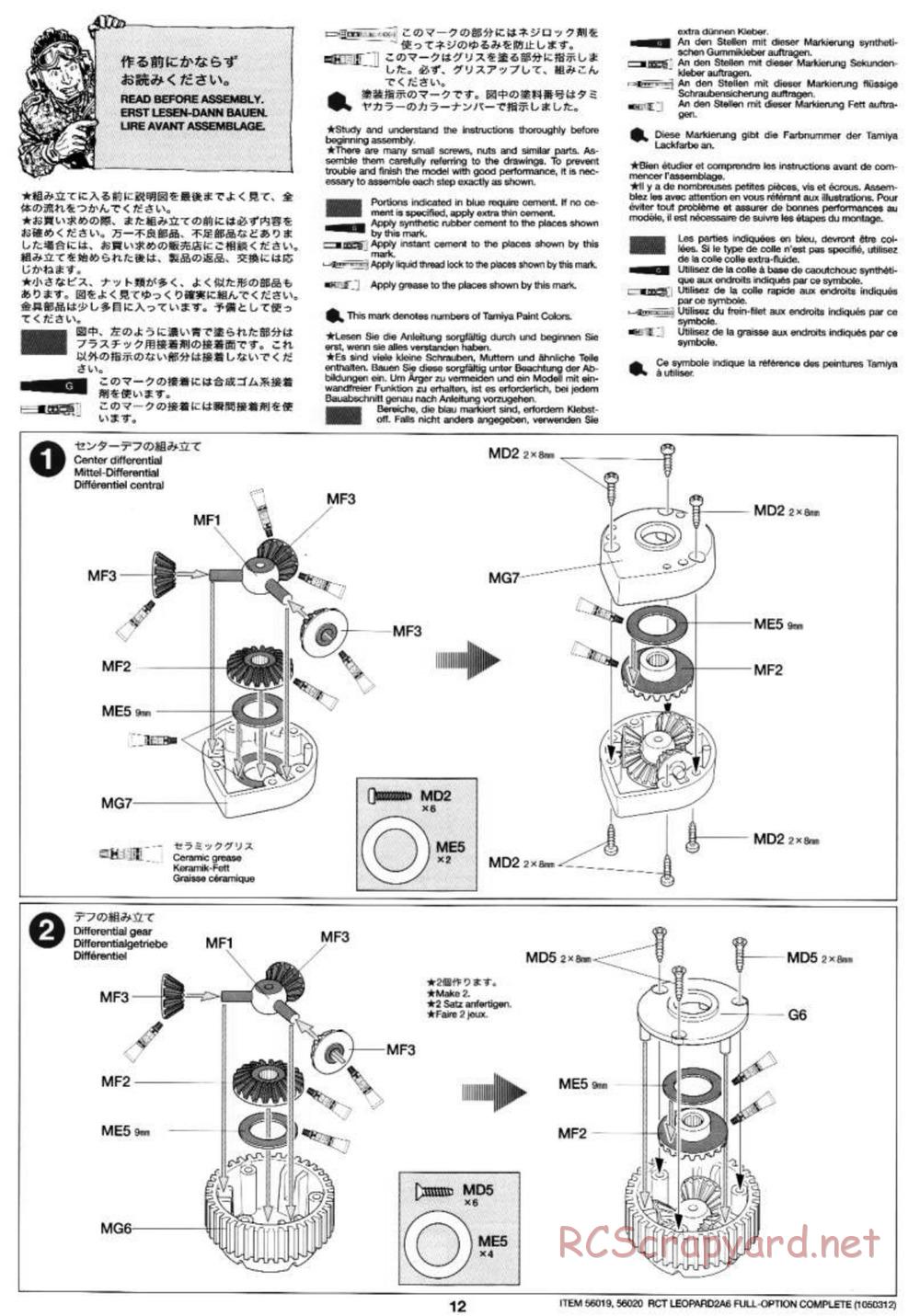 Tamiya - Leopard 2 A6 - 1/16 Scale Chassis - Manual - Page 12