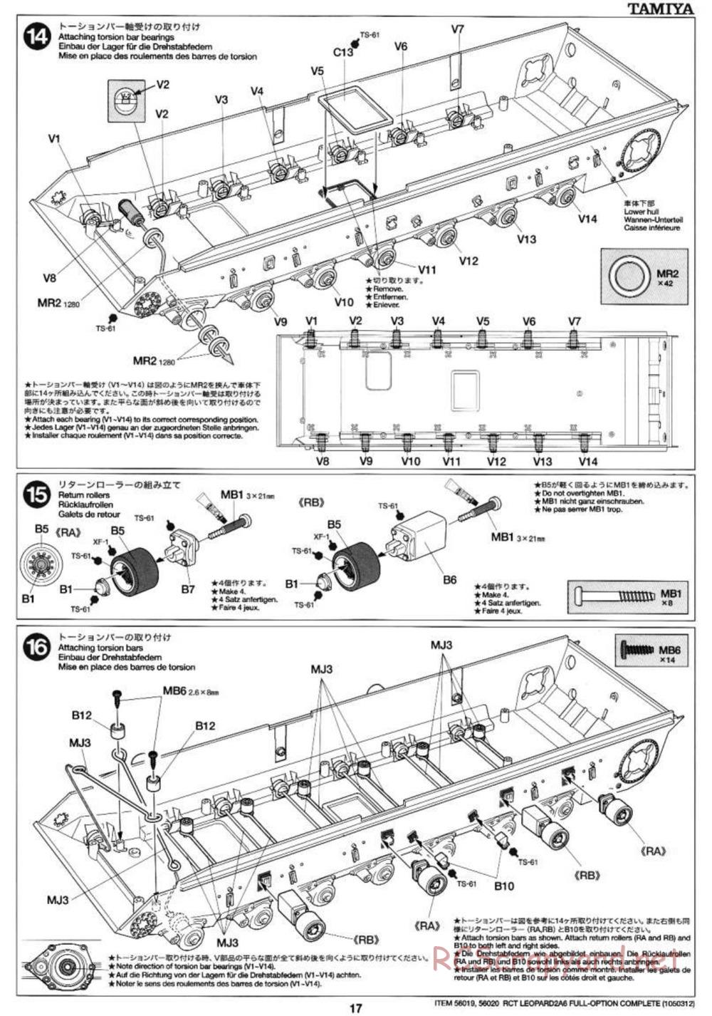 Tamiya - Leopard 2 A6 - 1/16 Scale Chassis - Manual - Page 17