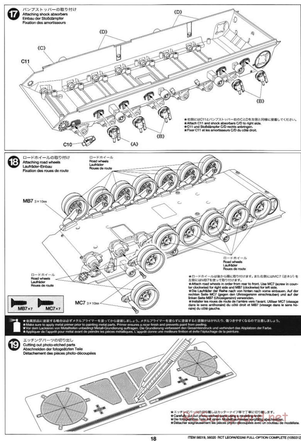 Tamiya - Leopard 2 A6 - 1/16 Scale Chassis - Manual - Page 18