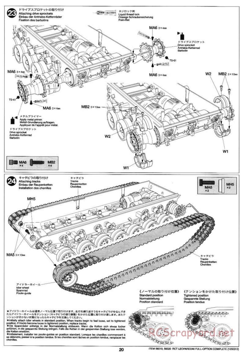 Tamiya - Leopard 2 A6 - 1/16 Scale Chassis - Manual - Page 20