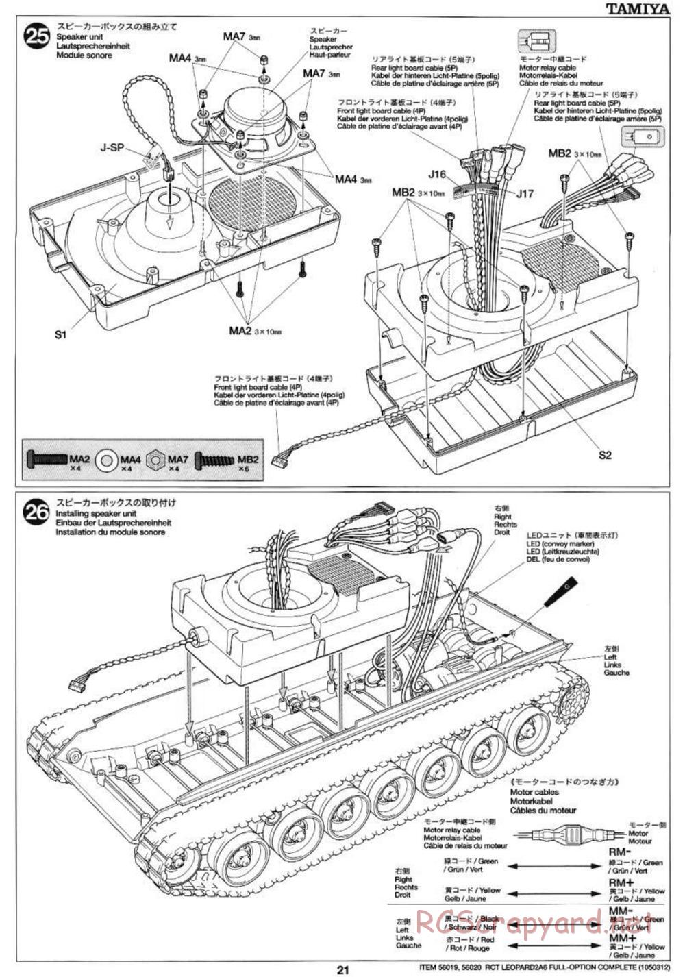Tamiya - Leopard 2 A6 - 1/16 Scale Chassis - Manual - Page 21