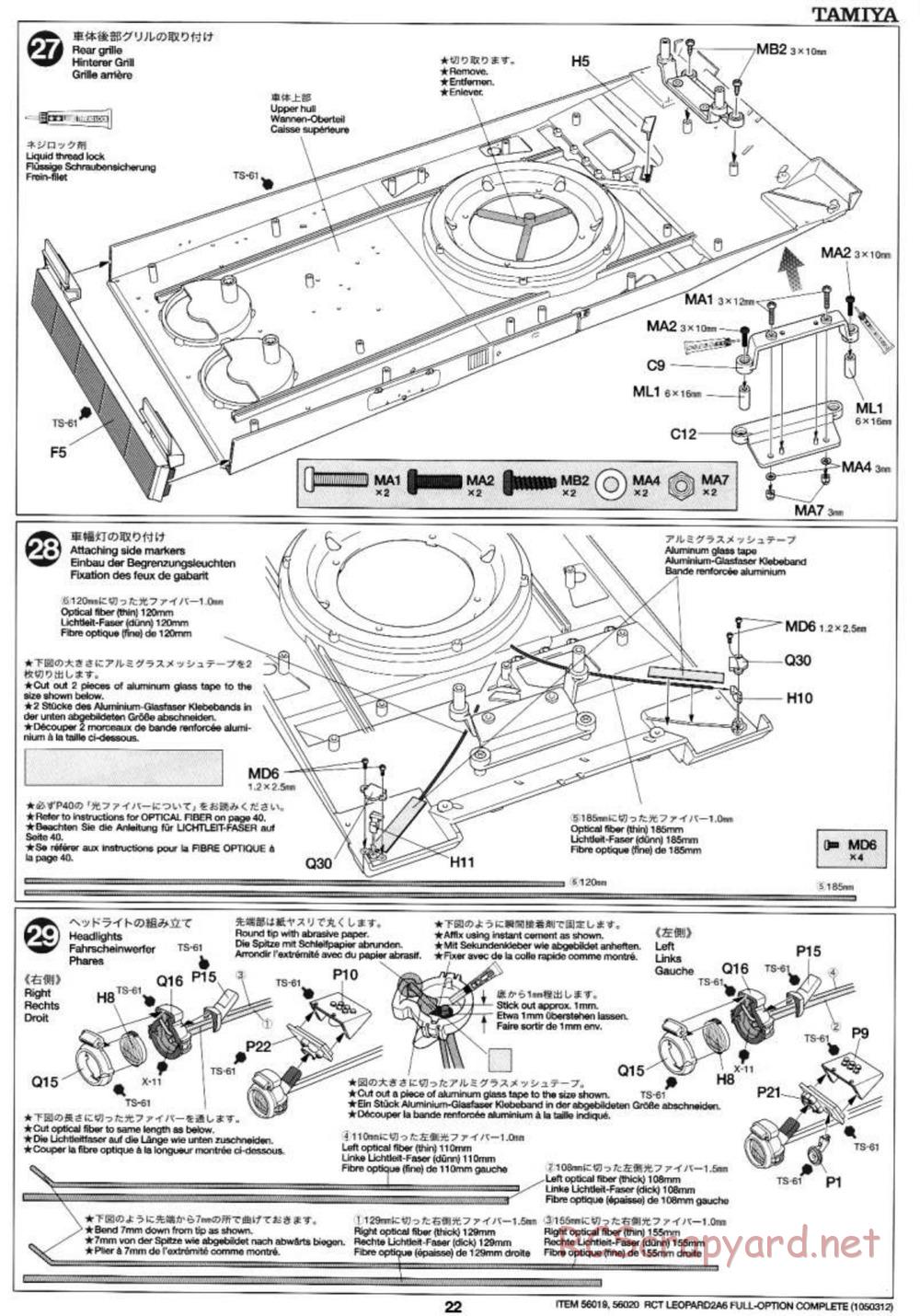 Tamiya - Leopard 2 A6 - 1/16 Scale Chassis - Manual - Page 22