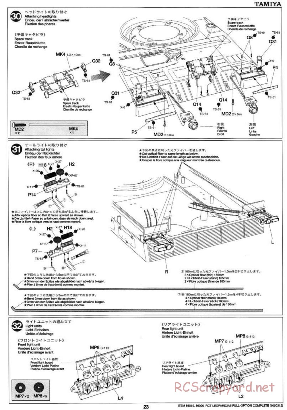 Tamiya - Leopard 2 A6 - 1/16 Scale Chassis - Manual - Page 23