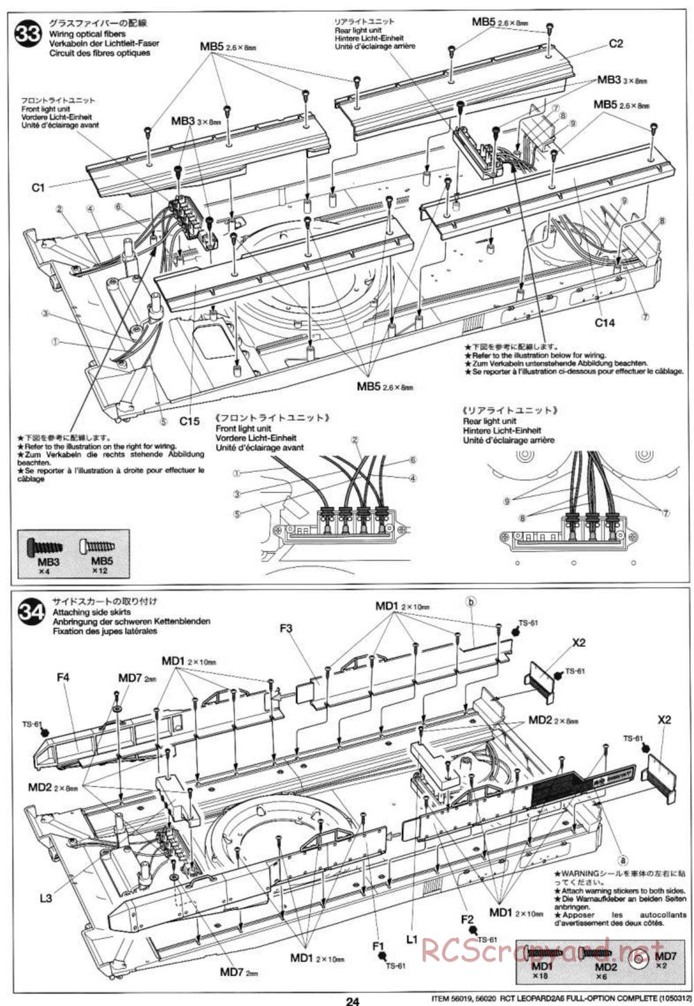Tamiya - Leopard 2 A6 - 1/16 Scale Chassis - Manual - Page 24