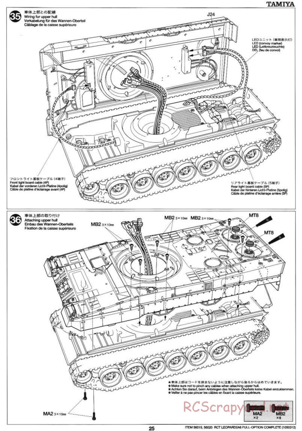 Tamiya - Leopard 2 A6 - 1/16 Scale Chassis - Manual - Page 25