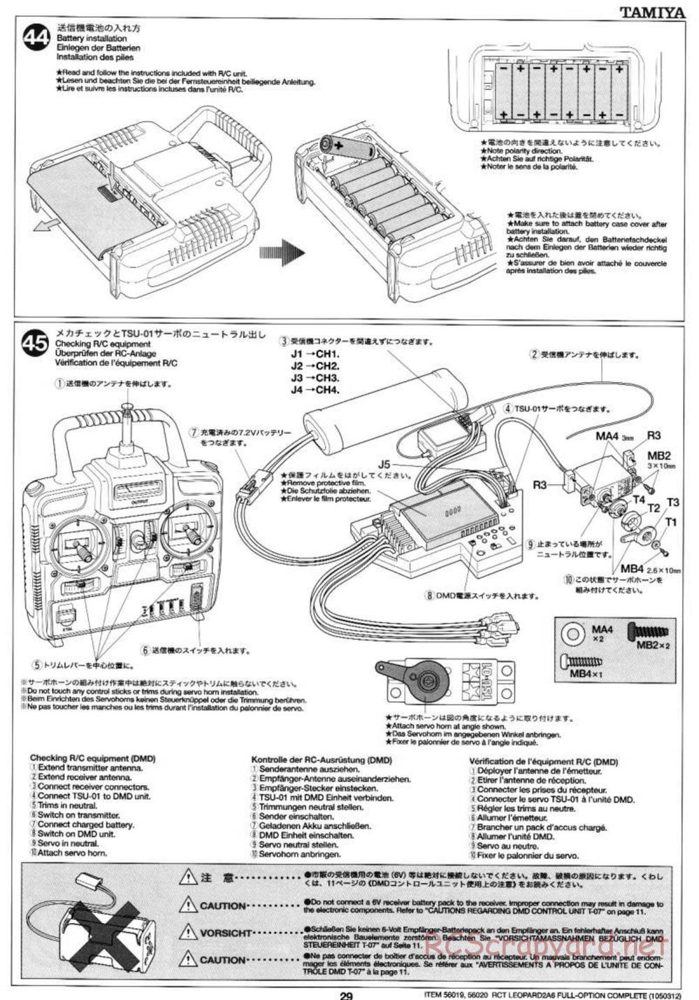 Tamiya - Leopard 2 A6 - 1/16 Scale Chassis - Manual - Page 29