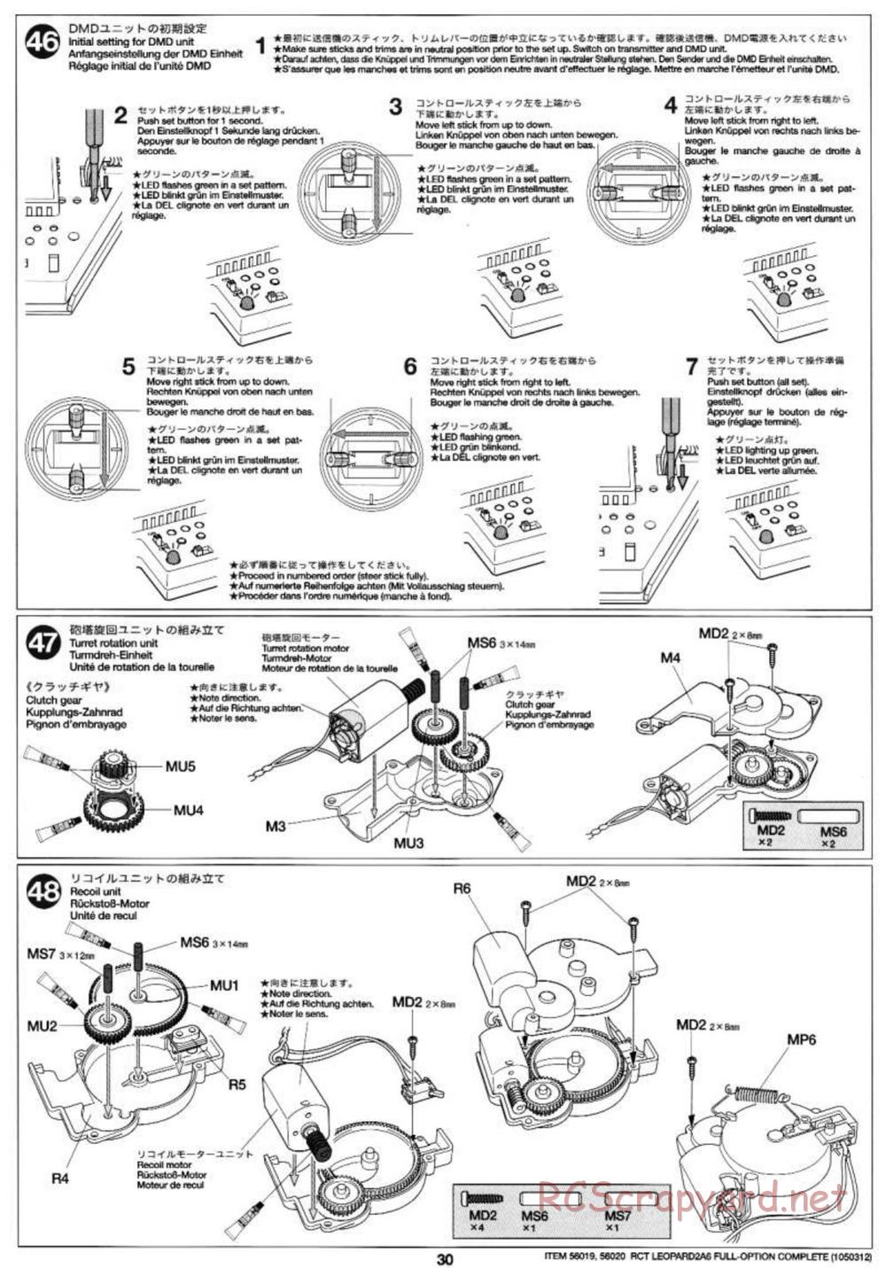 Tamiya - Leopard 2 A6 - 1/16 Scale Chassis - Manual - Page 30