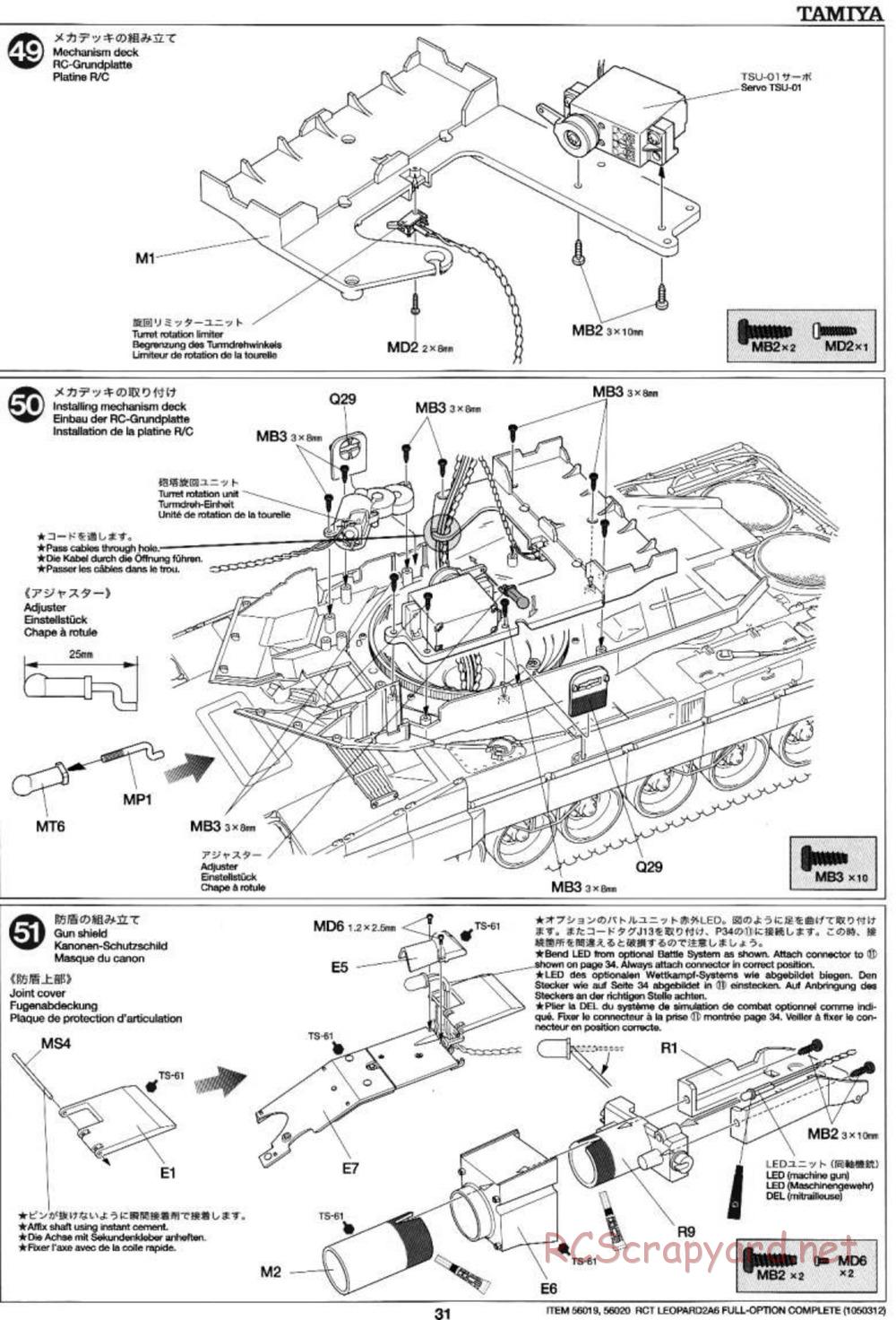 Tamiya - Leopard 2 A6 - 1/16 Scale Chassis - Manual - Page 31