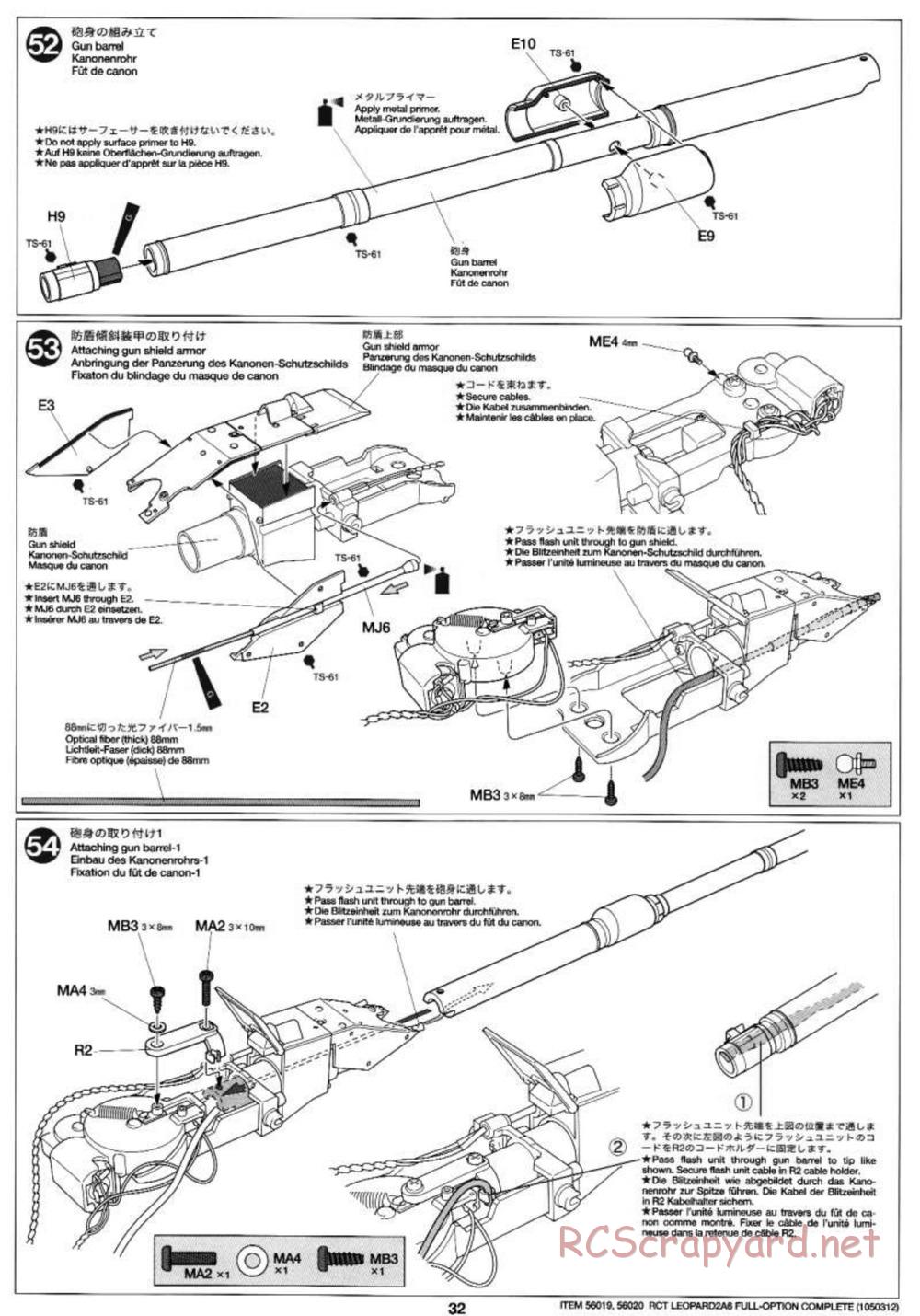 Tamiya - Leopard 2 A6 - 1/16 Scale Chassis - Manual - Page 32
