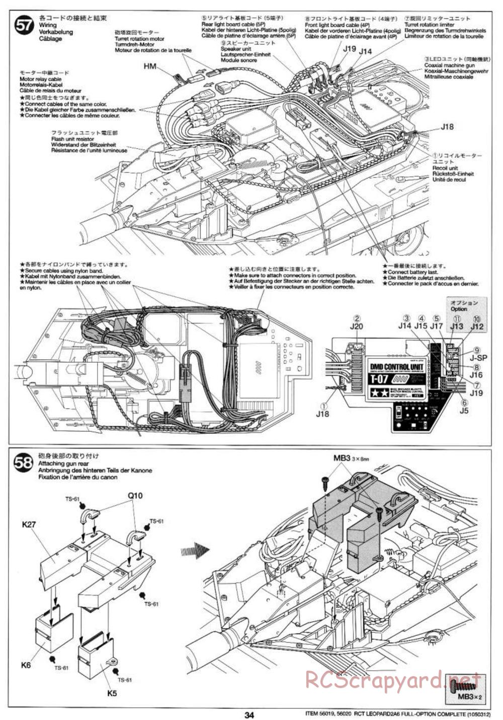 Tamiya - Leopard 2 A6 - 1/16 Scale Chassis - Manual - Page 34