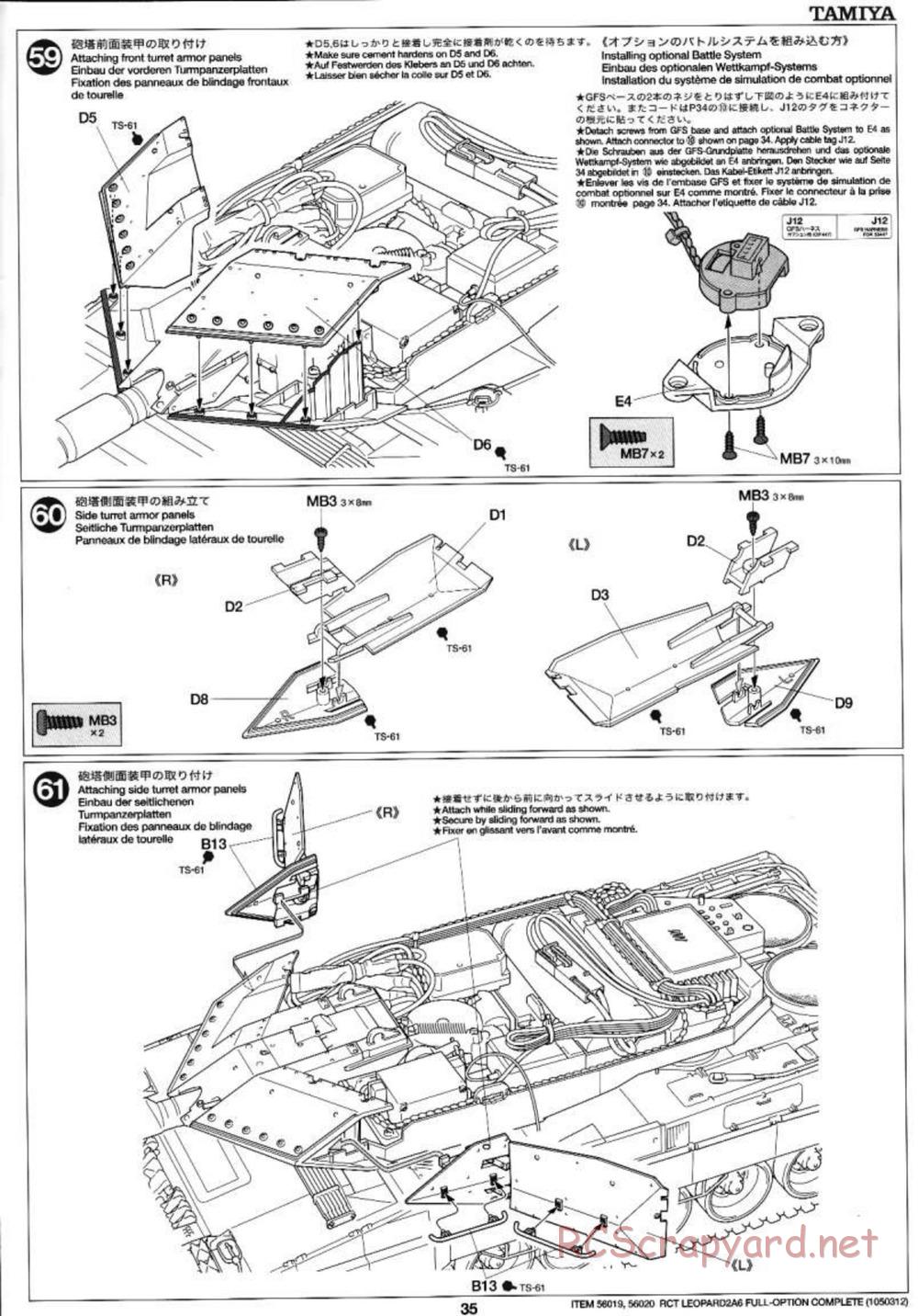 Tamiya - Leopard 2 A6 - 1/16 Scale Chassis - Manual - Page 35