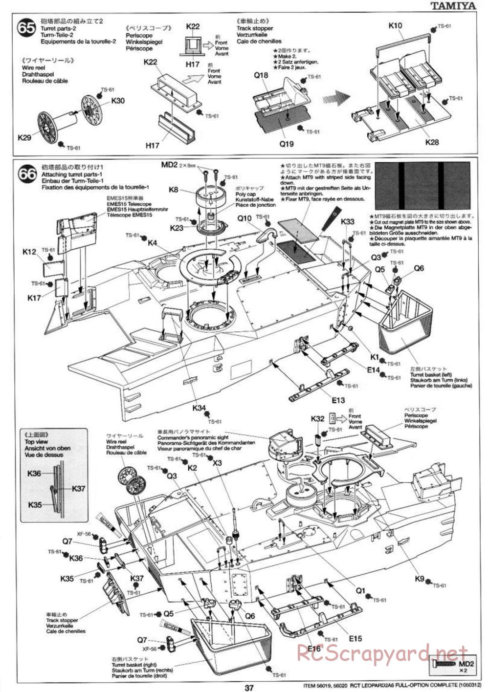 Tamiya - Leopard 2 A6 - 1/16 Scale Chassis - Manual - Page 37
