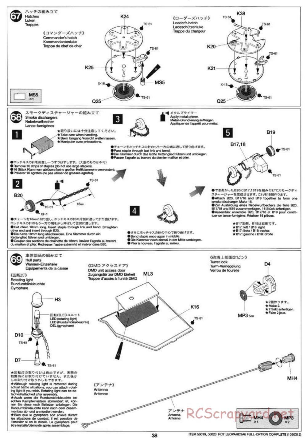 Tamiya - Leopard 2 A6 - 1/16 Scale Chassis - Manual - Page 38