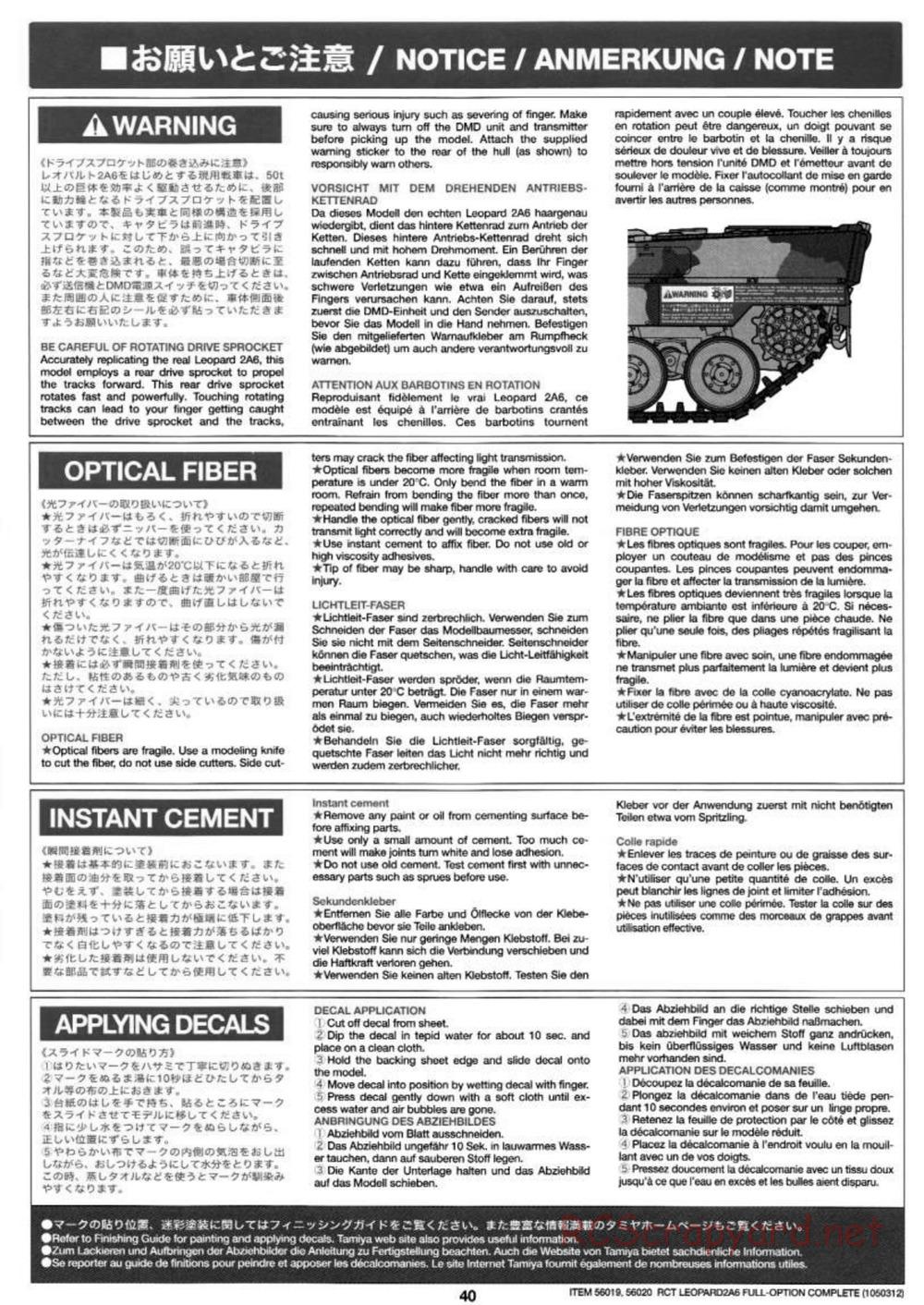 Tamiya - Leopard 2 A6 - 1/16 Scale Chassis - Manual - Page 40