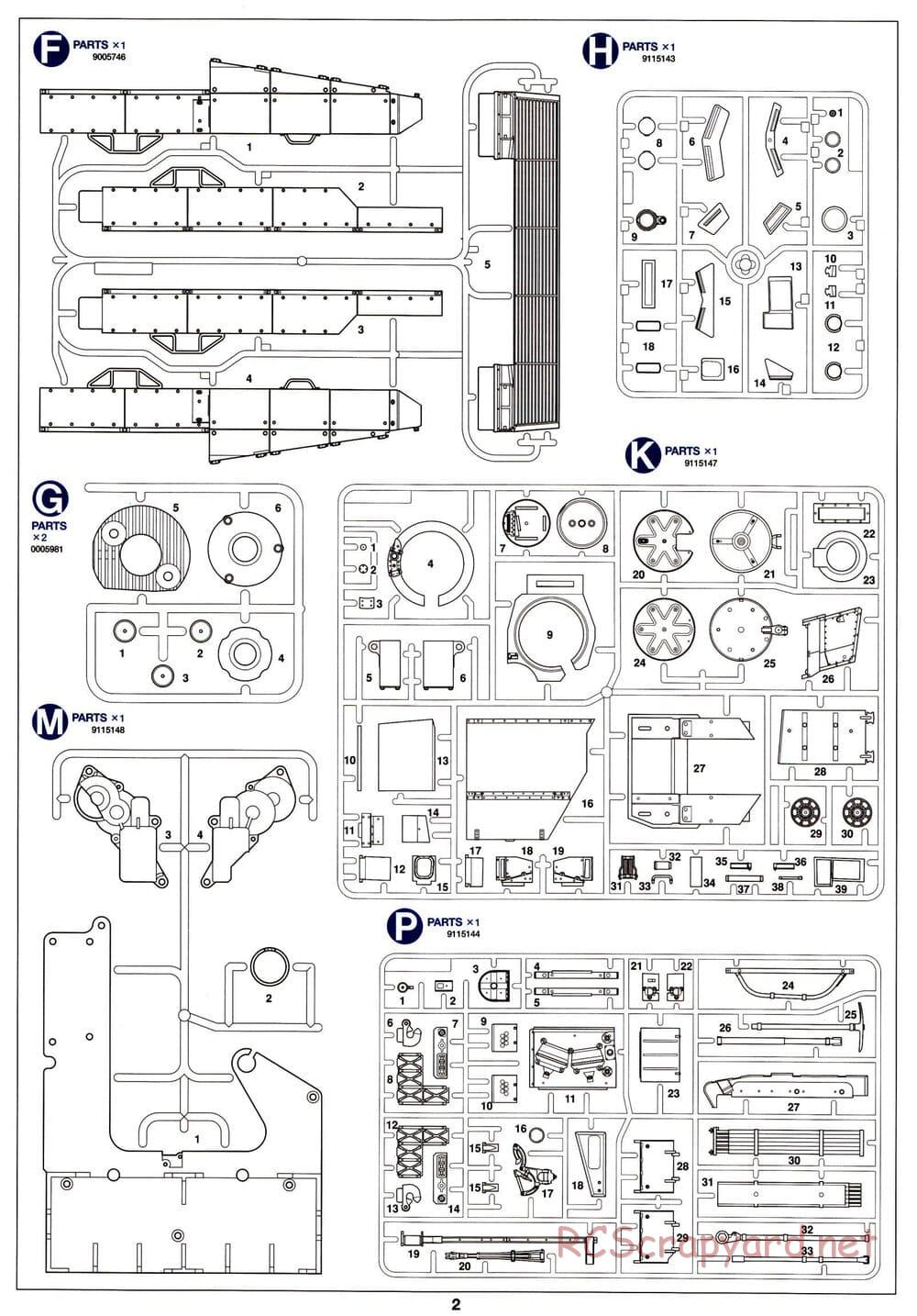 Tamiya - Leopard 2 A6 - 1/16 Scale Chassis - Parts 2