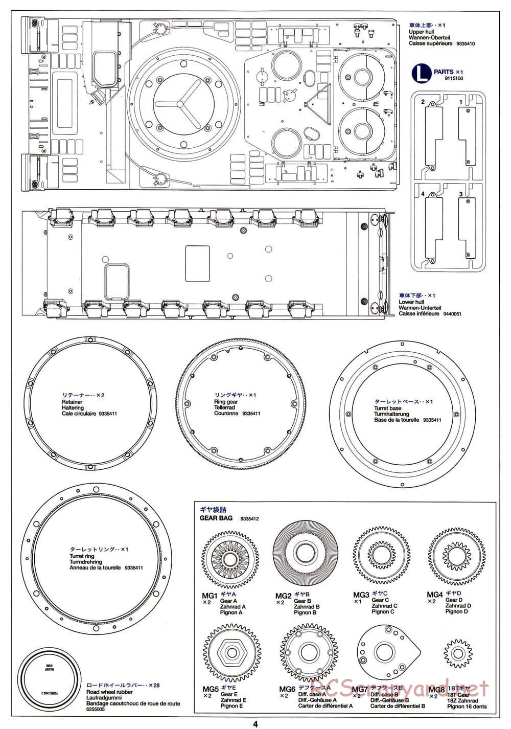 Tamiya - Leopard 2 A6 - 1/16 Scale Chassis - Parts 4