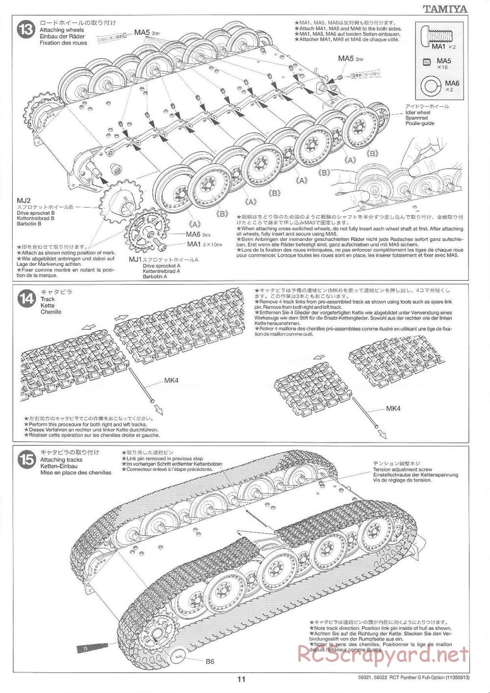Tamiya - Panther Type G - 1/16 Scale Chassis - Manual - Page 11