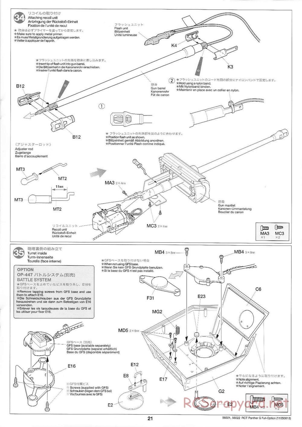 Tamiya - Panther Type G - 1/16 Scale Chassis - Manual - Page 21