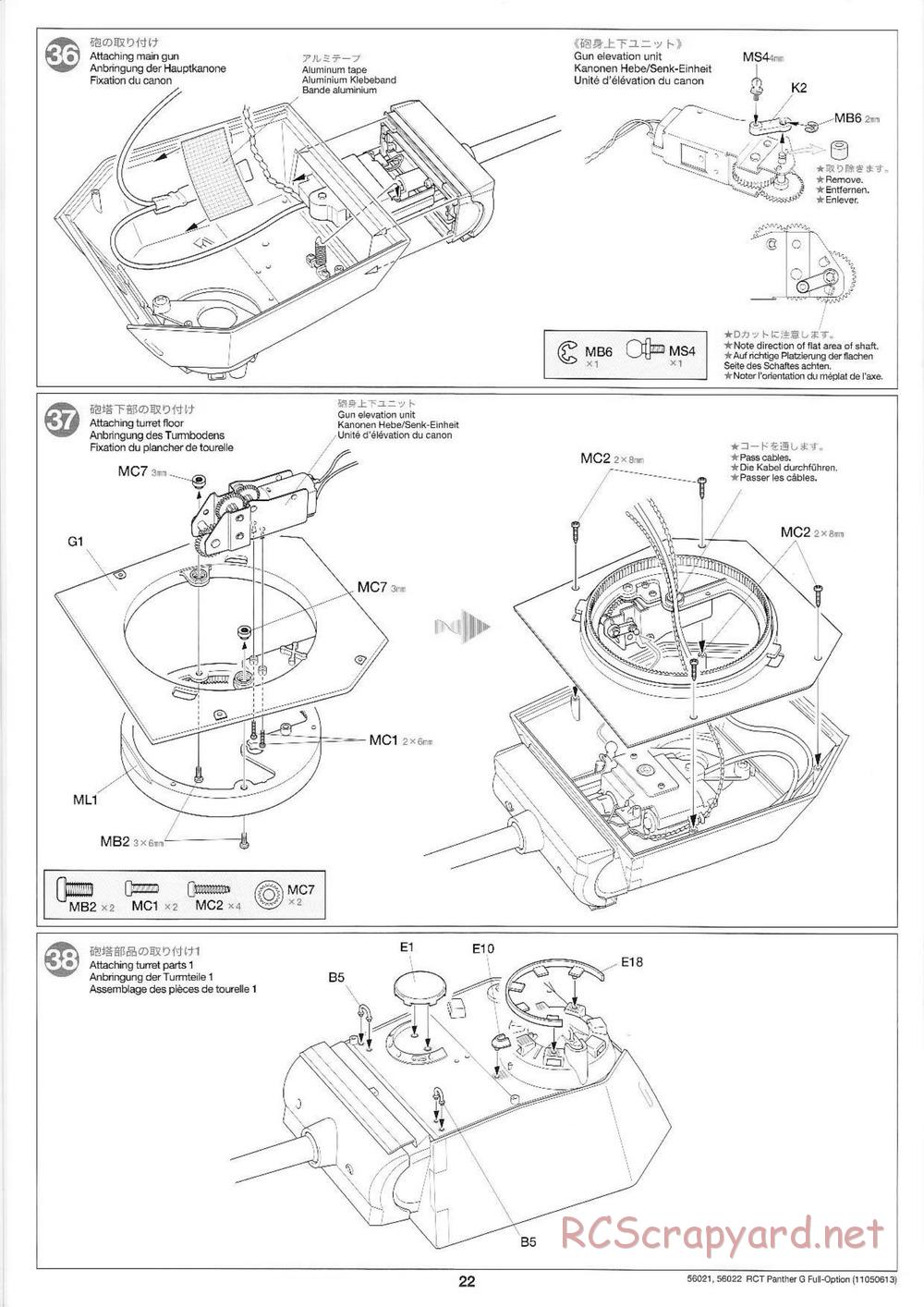 Tamiya - Panther Type G - 1/16 Scale Chassis - Manual - Page 22