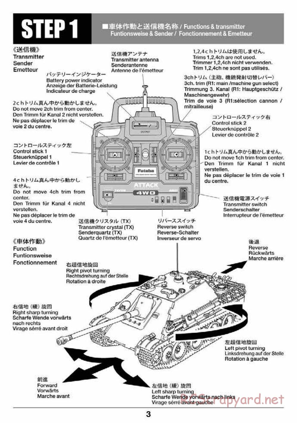 Tamiya - Jagdpanther - 1/16 Scale Chassis - Operation Manual - Page 3