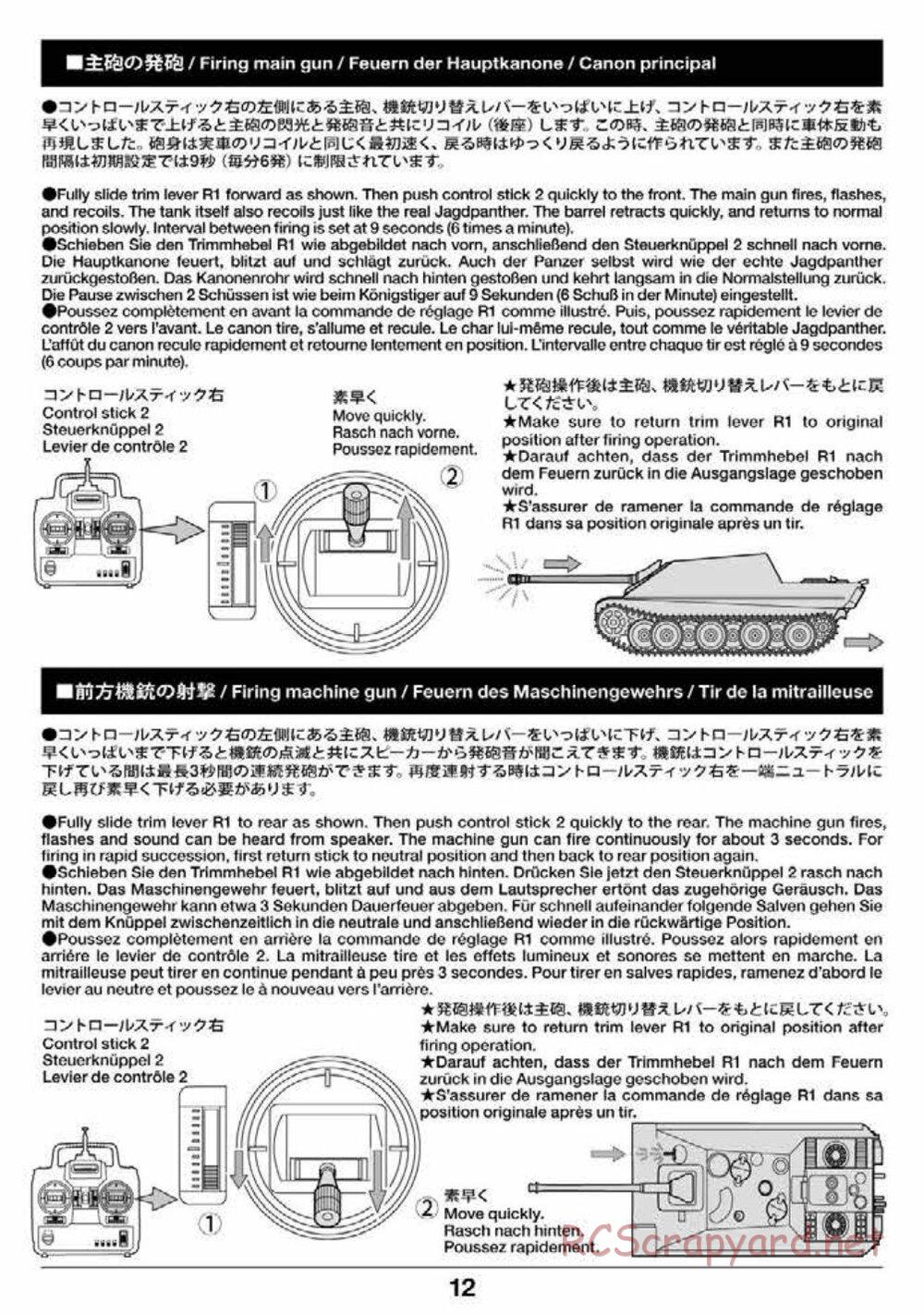 Tamiya - Jagdpanther - 1/16 Scale Chassis - Operation Manual - Page 12