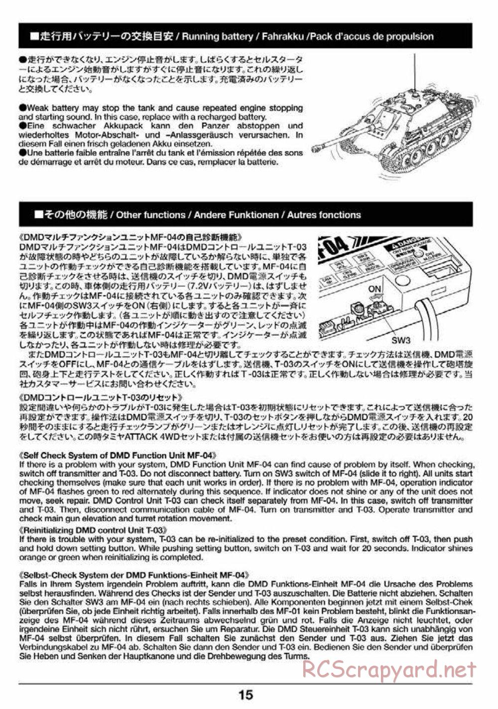 Tamiya - Jagdpanther - 1/16 Scale Chassis - Operation Manual - Page 15