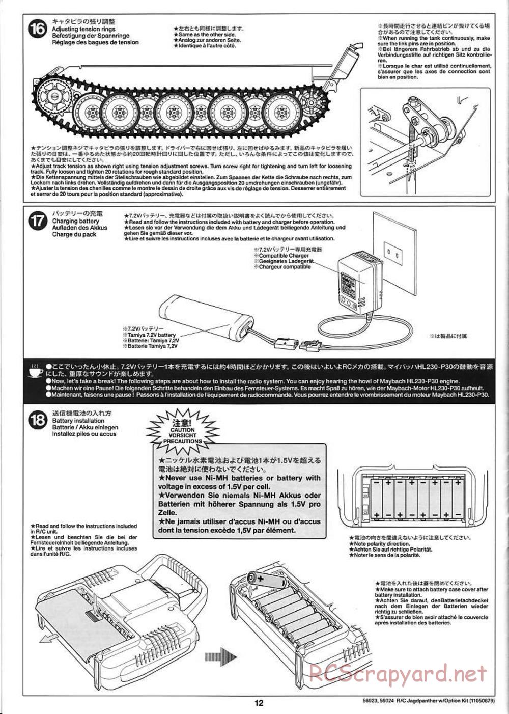 Tamiya - Jagdpanther - 1/16 Scale Chassis - Manual - Page 12