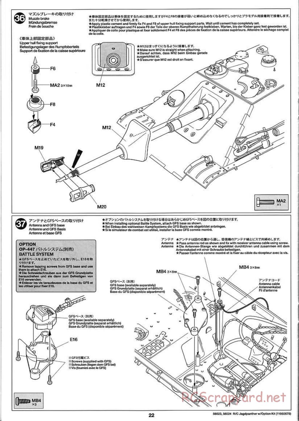 Tamiya - Jagdpanther - 1/16 Scale Chassis - Manual - Page 22