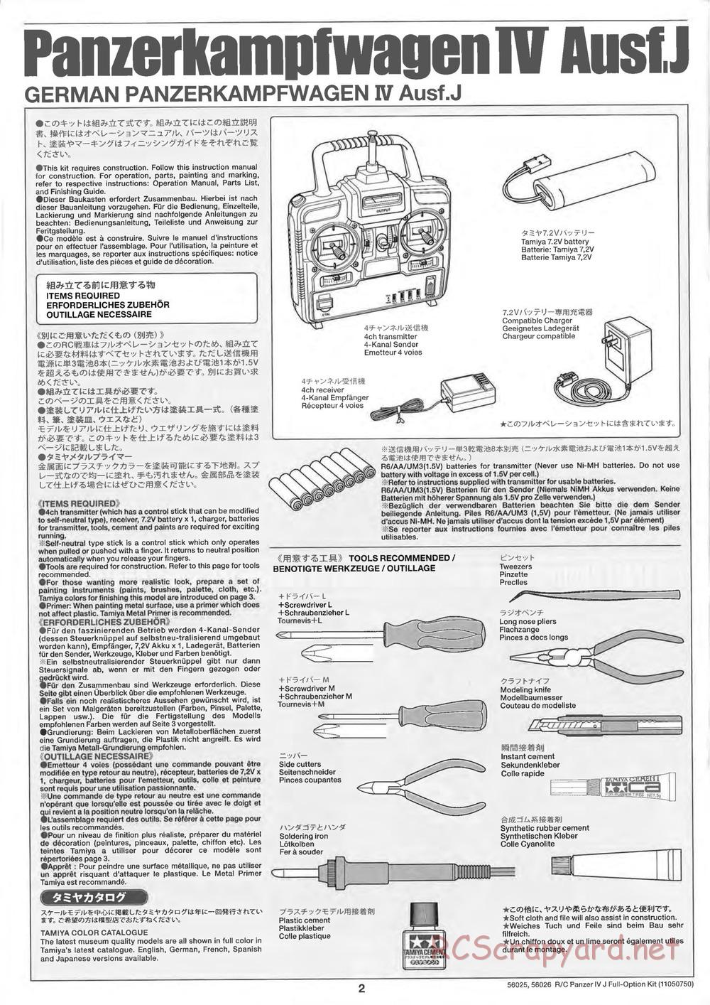 Tamiya - Panzerkampfwagen IV Ausf.J - 1/16 Scale Chassis - Manual - Page 2