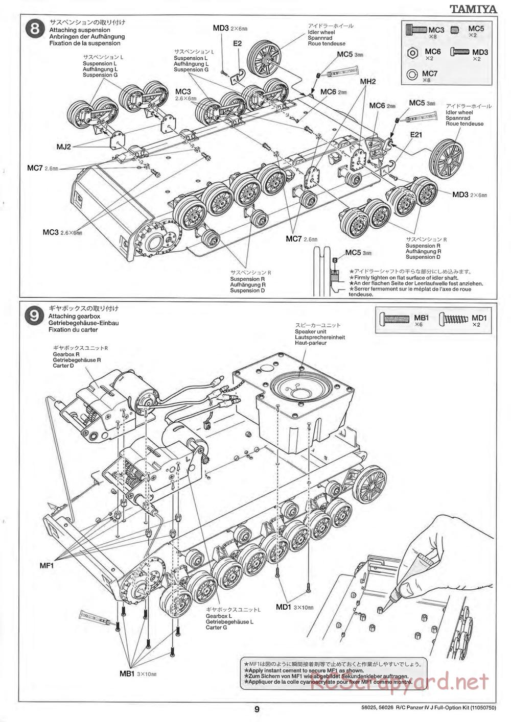 Tamiya - Panzerkampfwagen IV Ausf.J - 1/16 Scale Chassis - Manual - Page 9