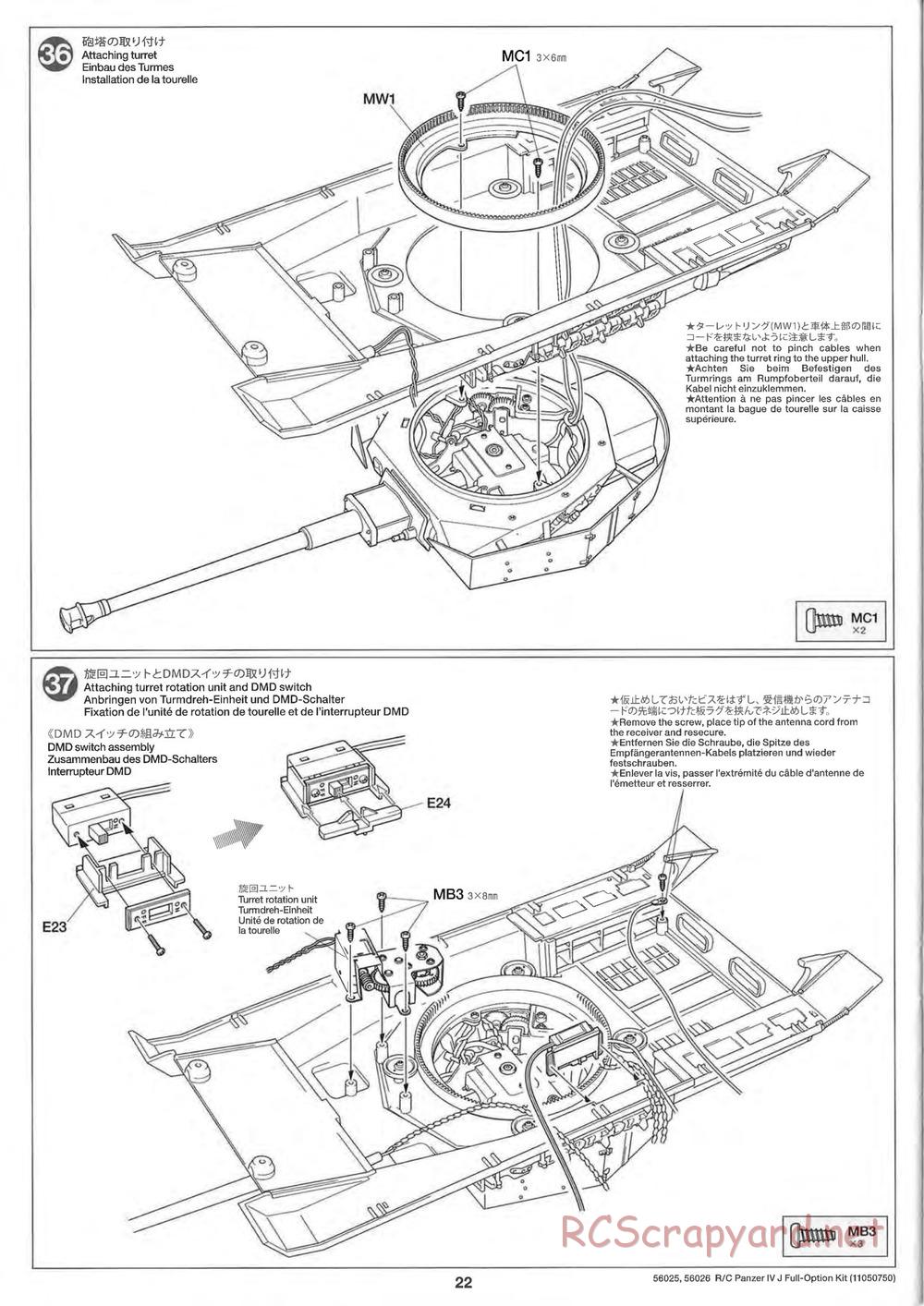 Tamiya - Panzerkampfwagen IV Ausf.J - 1/16 Scale Chassis - Manual - Page 22