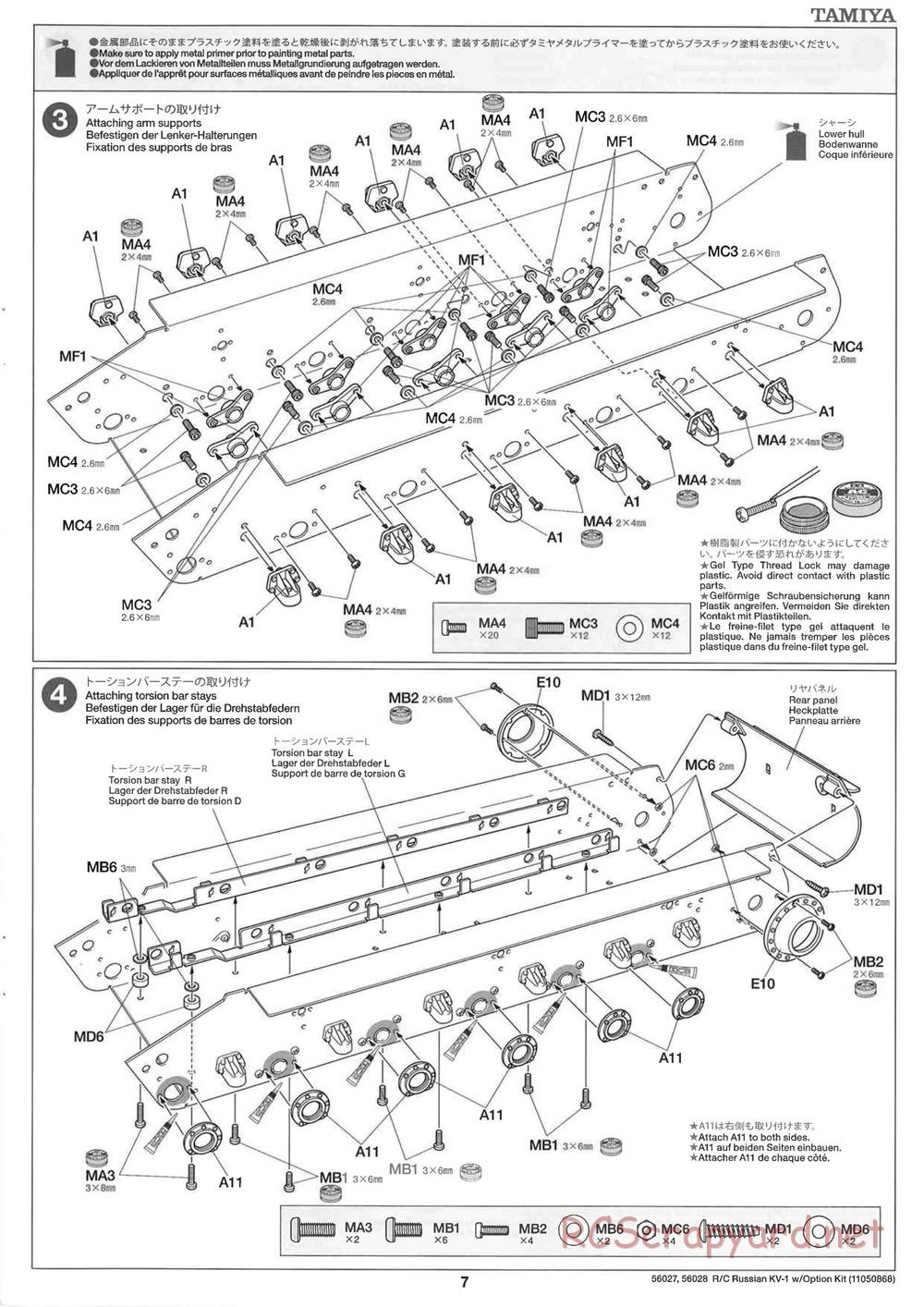 Tamiya - Russian Heavy Tank KV-1 - 1/16 Scale Chassis - Manual - Page 7