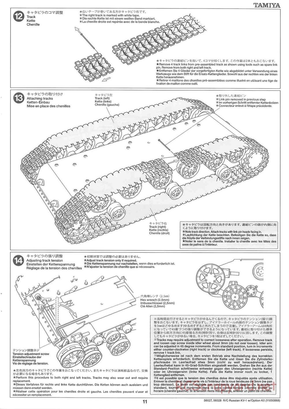 Tamiya - Russian Heavy Tank KV-1 - 1/16 Scale Chassis - Manual - Page 11