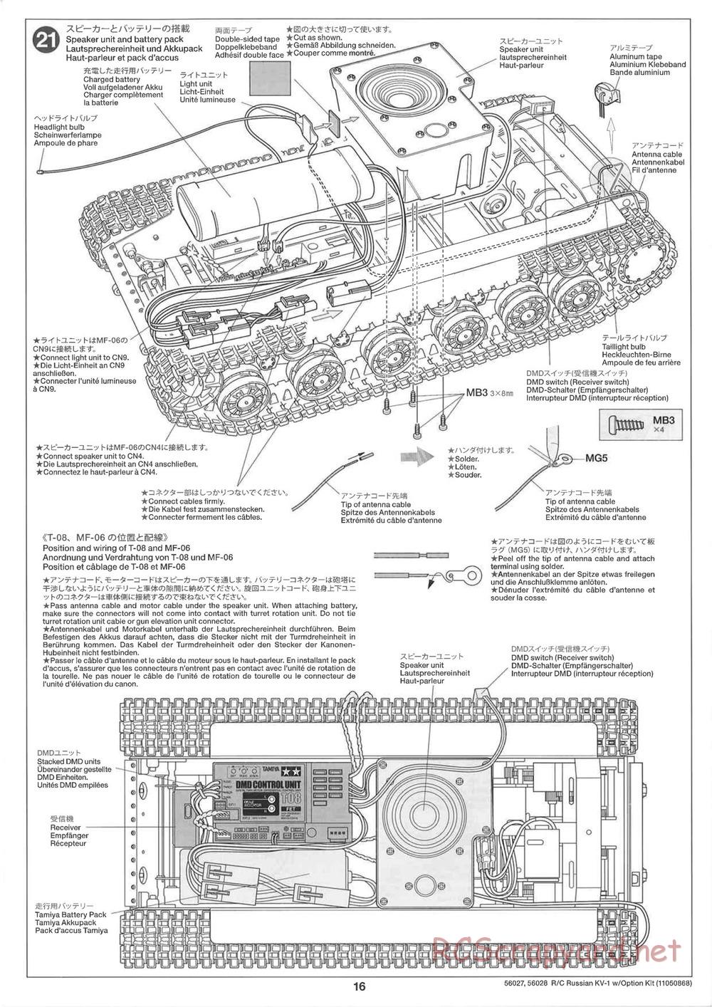 Tamiya - Russian Heavy Tank KV-1 - 1/16 Scale Chassis - Manual - Page 16