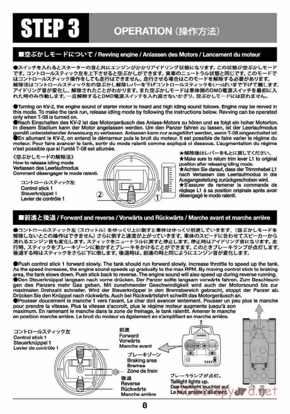 Tamiya - Russian Heavy Tank KV-2 Gigant - 1/16 Scale Chassis - Operation Manual - Page 8