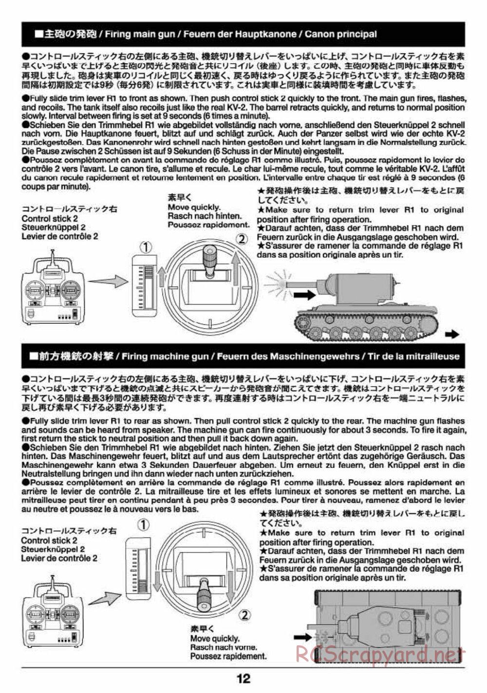 Tamiya - Russian Heavy Tank KV-2 Gigant - 1/16 Scale Chassis - Operation Manual - Page 12