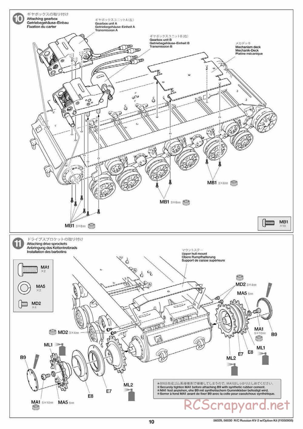 Tamiya - Russian Heavy Tank KV-2 Gigant - 1/16 Scale Chassis - Manual - Page 10