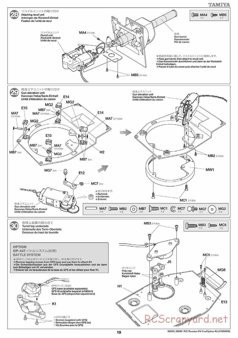 Tamiya - Russian Heavy Tank KV-2 Gigant - 1/16 Scale Chassis - Manual - Page 19