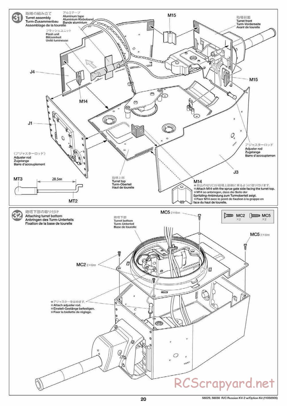 Tamiya - Russian Heavy Tank KV-2 Gigant - 1/16 Scale Chassis - Manual - Page 20