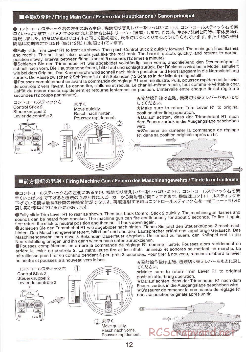 Tamiya - Super Sherman M-51 - 1/16 Scale Chassis - Operation Manual - Page 12