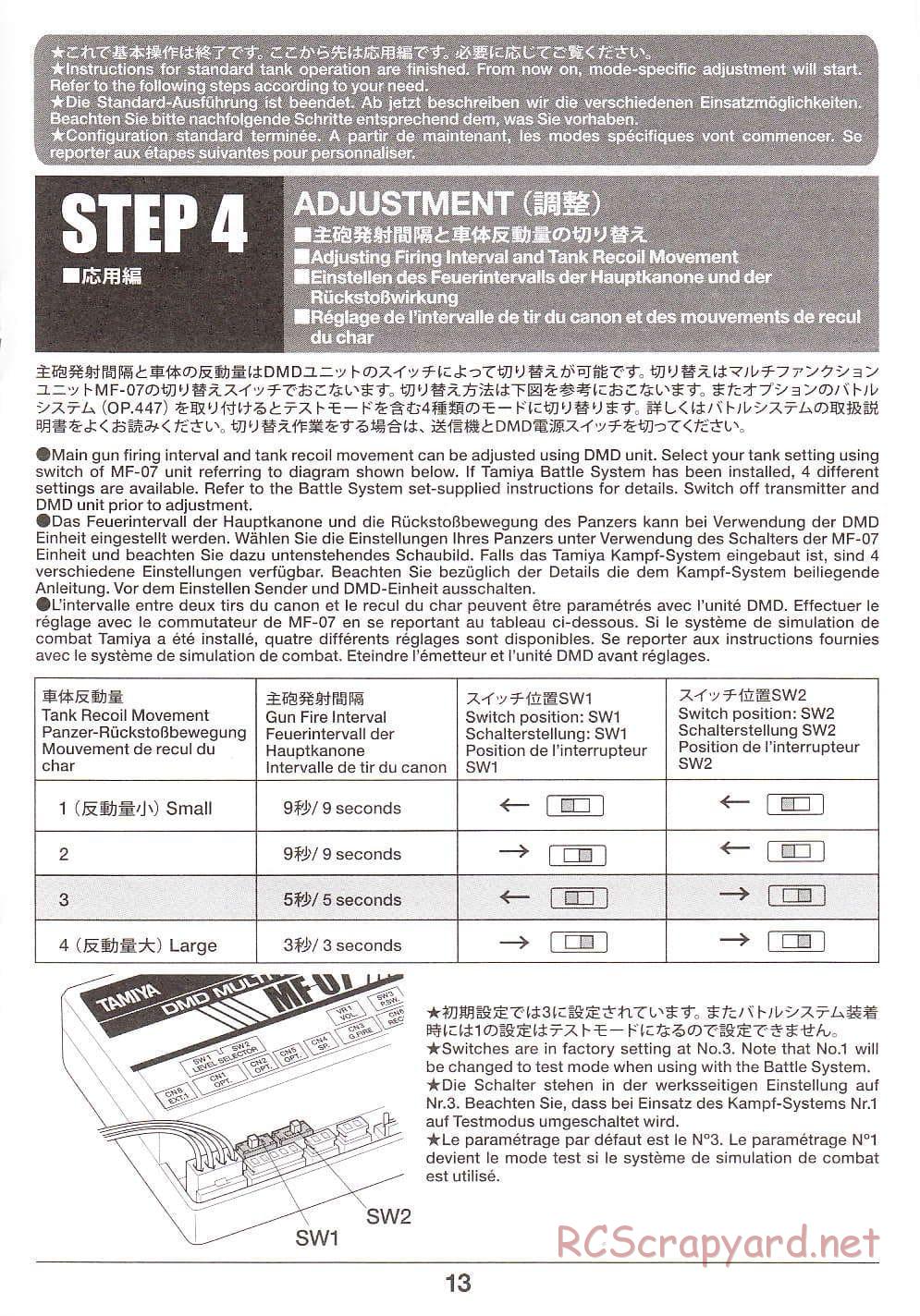 Tamiya - Super Sherman M-51 - 1/16 Scale Chassis - Operation Manual - Page 13